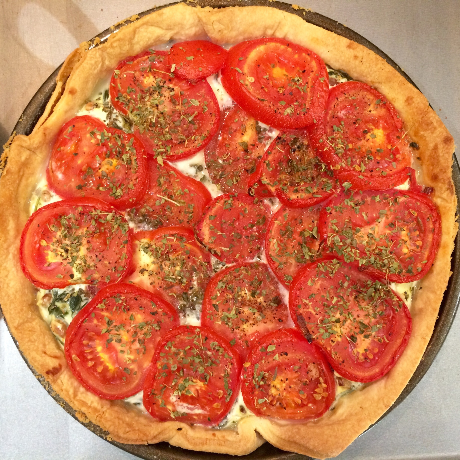 Tomato and spinach tart