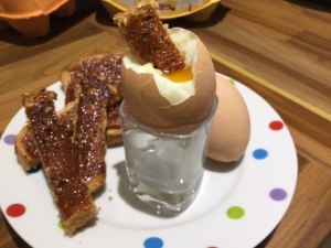 Soft boiled eggs with Marmite